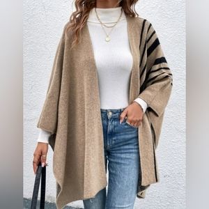 SHEIN Lune Striped Pattern Batwing Sleeve Cardigan NWOT